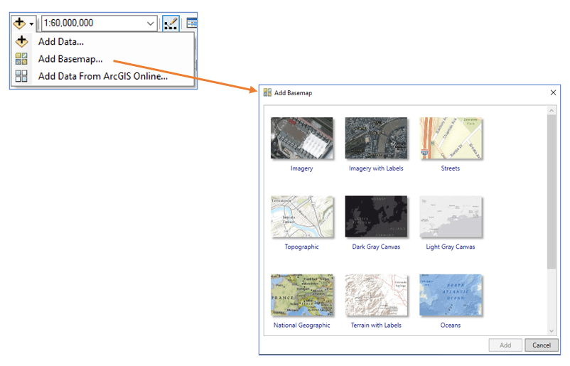 ArcMap Add Basemap Gallery