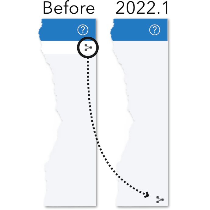 Image illustrating the relocation of the Analysis view button.