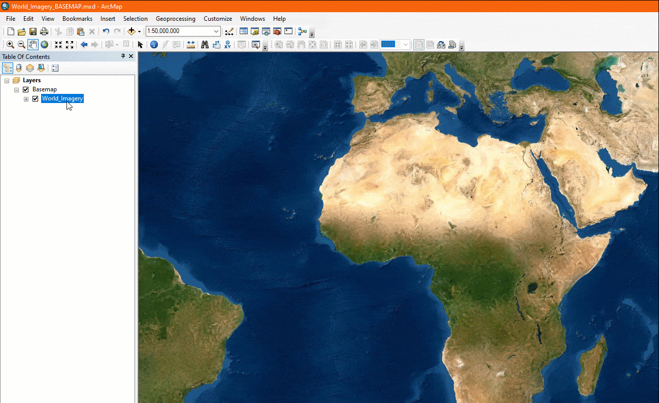 .gif demonstrating how to move a layer out of the basemap group to check its source properties to determine if it is using HTTP or HTTPS.