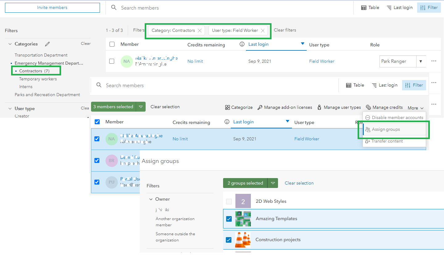 Filter the members with additional filter, before performing bulk member management task