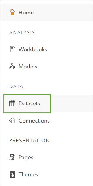 Image highlighting the Datasets tab in insights