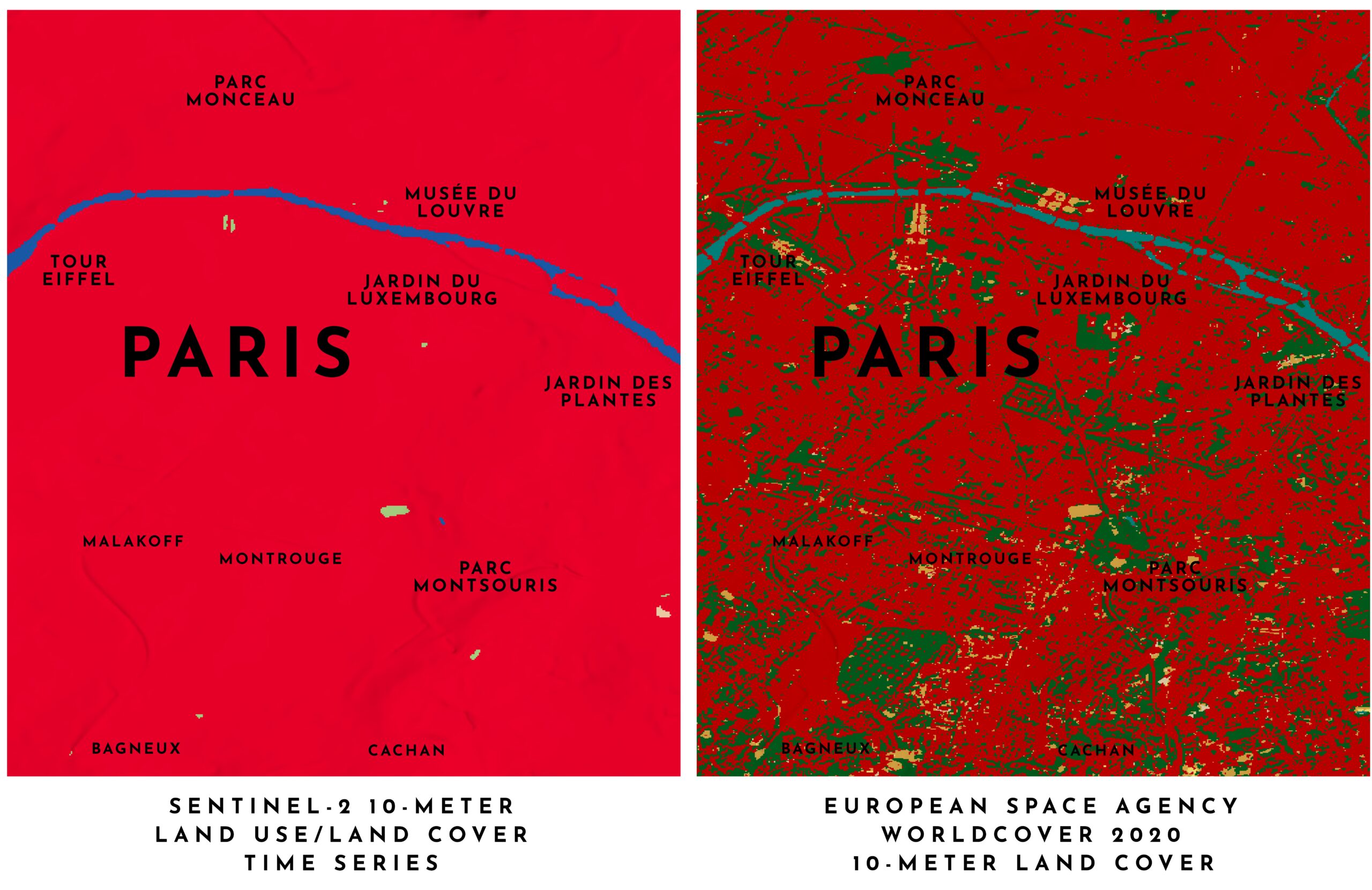 Comparison graphic showing the two different land cover layers. Comparison graphic showing the two different land cover layers.