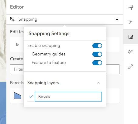 Snapping settings in Editor pane Snapping settings in Editor pane