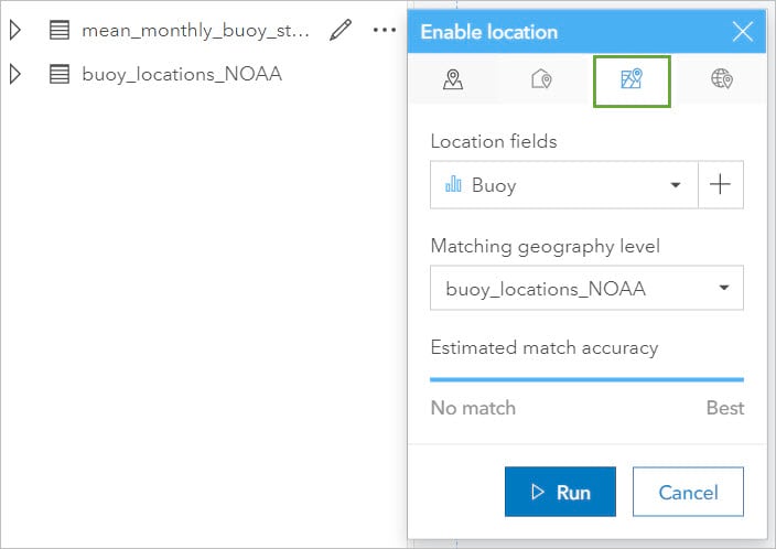 Enable location by geography tool settings