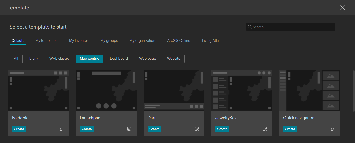 Create a new app using Experience Builder and select a Map centric template, such as Launchpad.