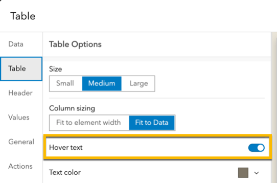 Hover text configuration property Hover text configuration property
