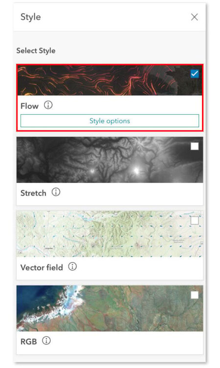 User Interface for selecting Flow renderer User Interface for selecting Flow renderer