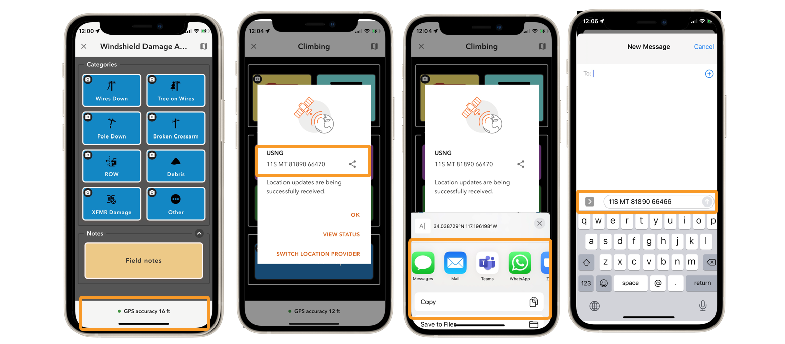 Share your location coordinates from the mobile app Share your location coordinates from the mobile app