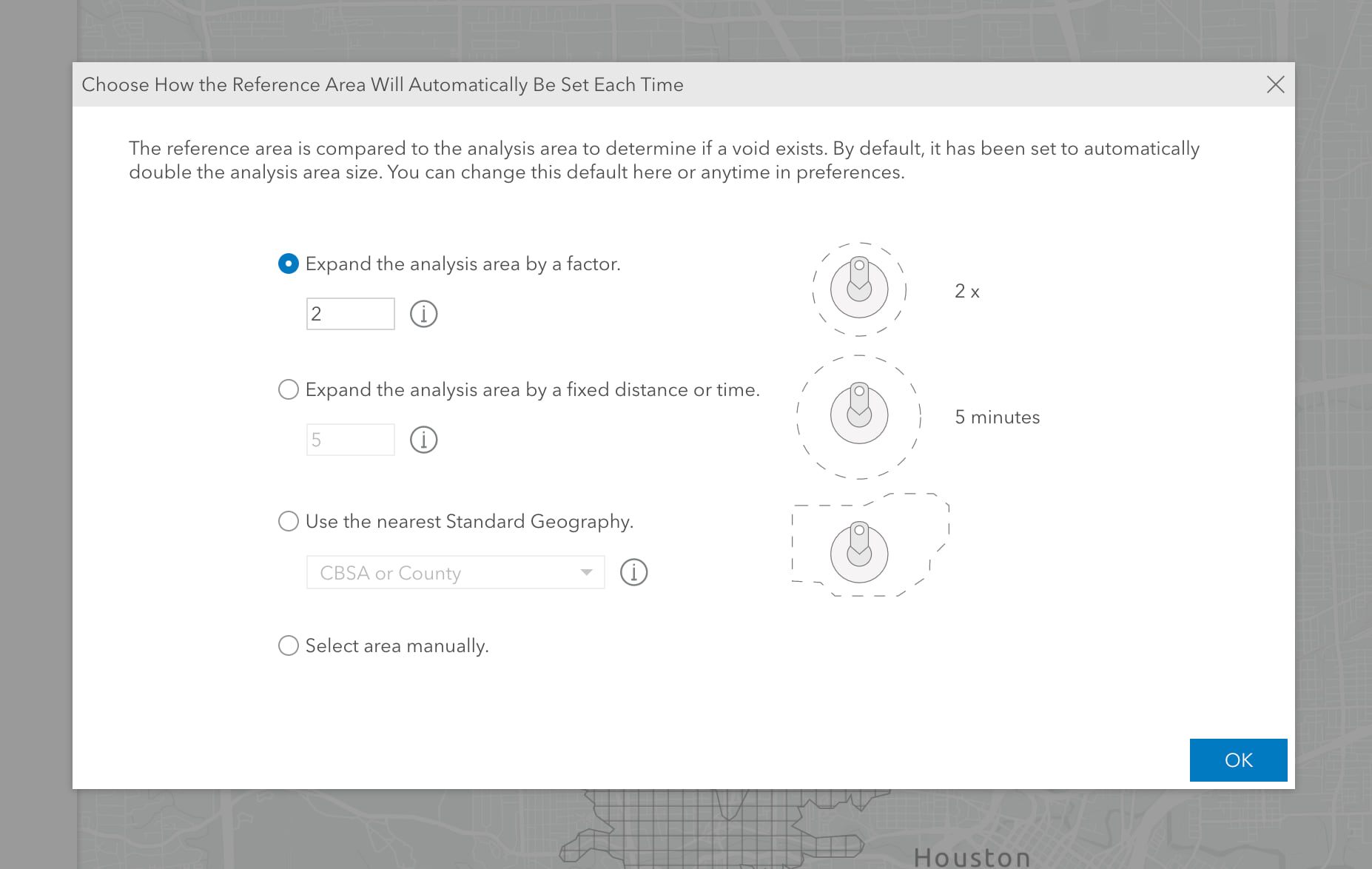 Reference area setting window