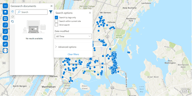 Geosearch options with default chosen