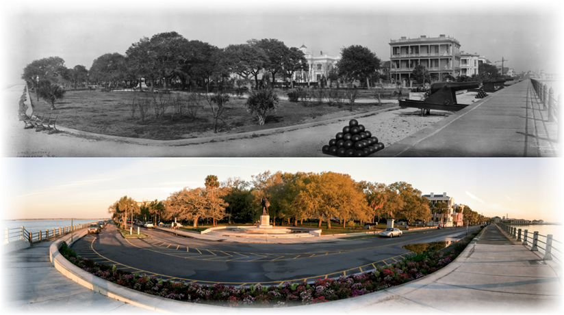 Then and Now comparison of the Battery, Charleston, SC