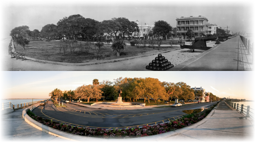 Then and Now comparison of the Battery, Charleston, SC Then and Now comparison of the Battery, Charleston, SC