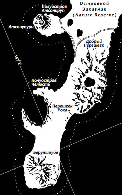 detail of map of Iturup detail of map of Iturup