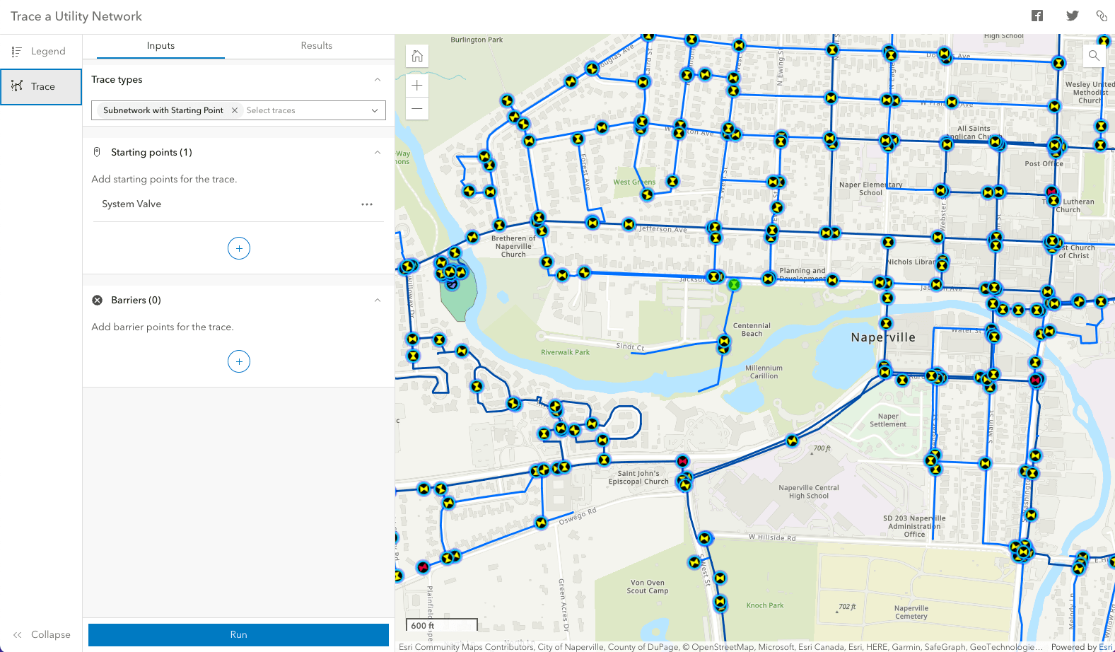 Utility network trace tool example