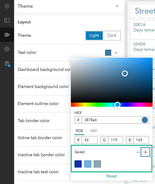 dashboard color picker