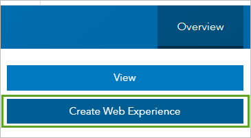 Create Web Experience button on the Overview tab of the template item page