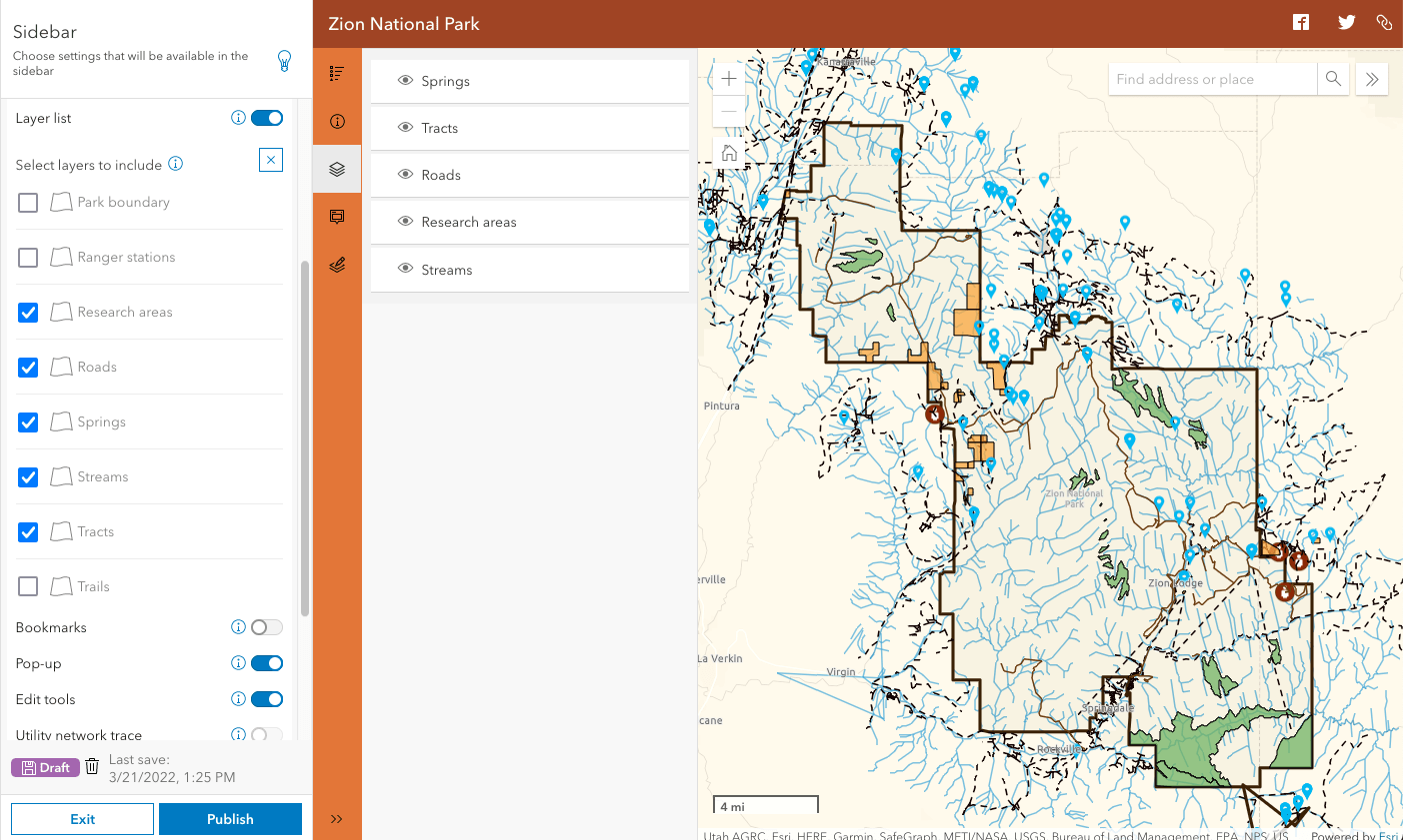 Layer list example with layer picker