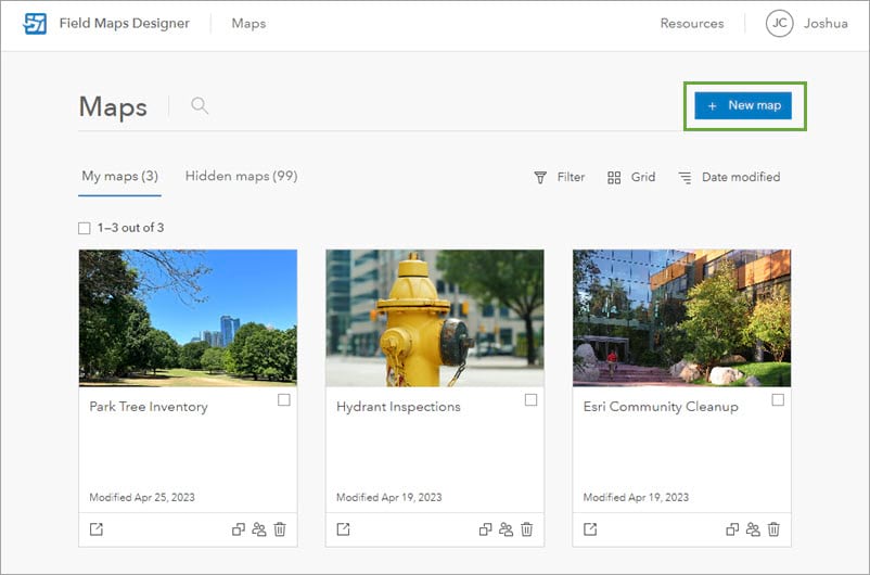New map button in Field Maps Designer New map button in Field Maps Designer