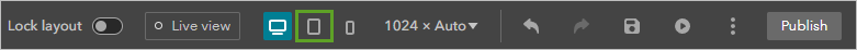 Builder toolbar with medium screen button identified Builder toolbar with medium screen button identified