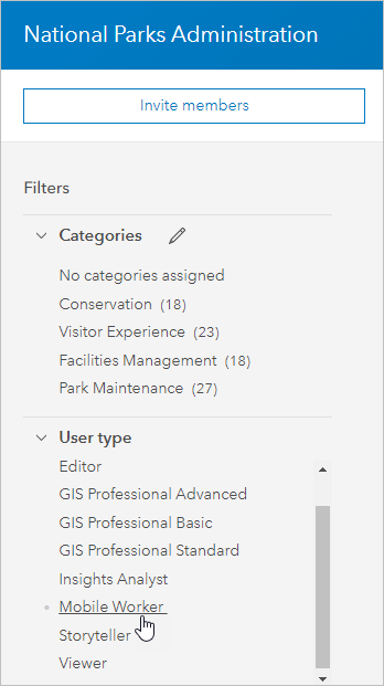 Filters pane with User type filter expanded and Mobile Worker selected