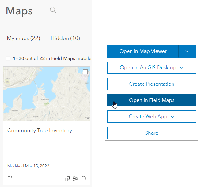 Open the map from Field Maps or from the map’s item page