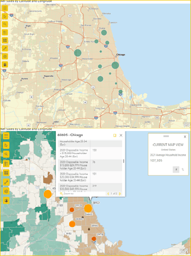 A comparison of a map with no demographic reference layer (top) and with a demographic layer (bottom) A comparison of a map with no demographic reference layer (top) and with a demographic layer (bottom)