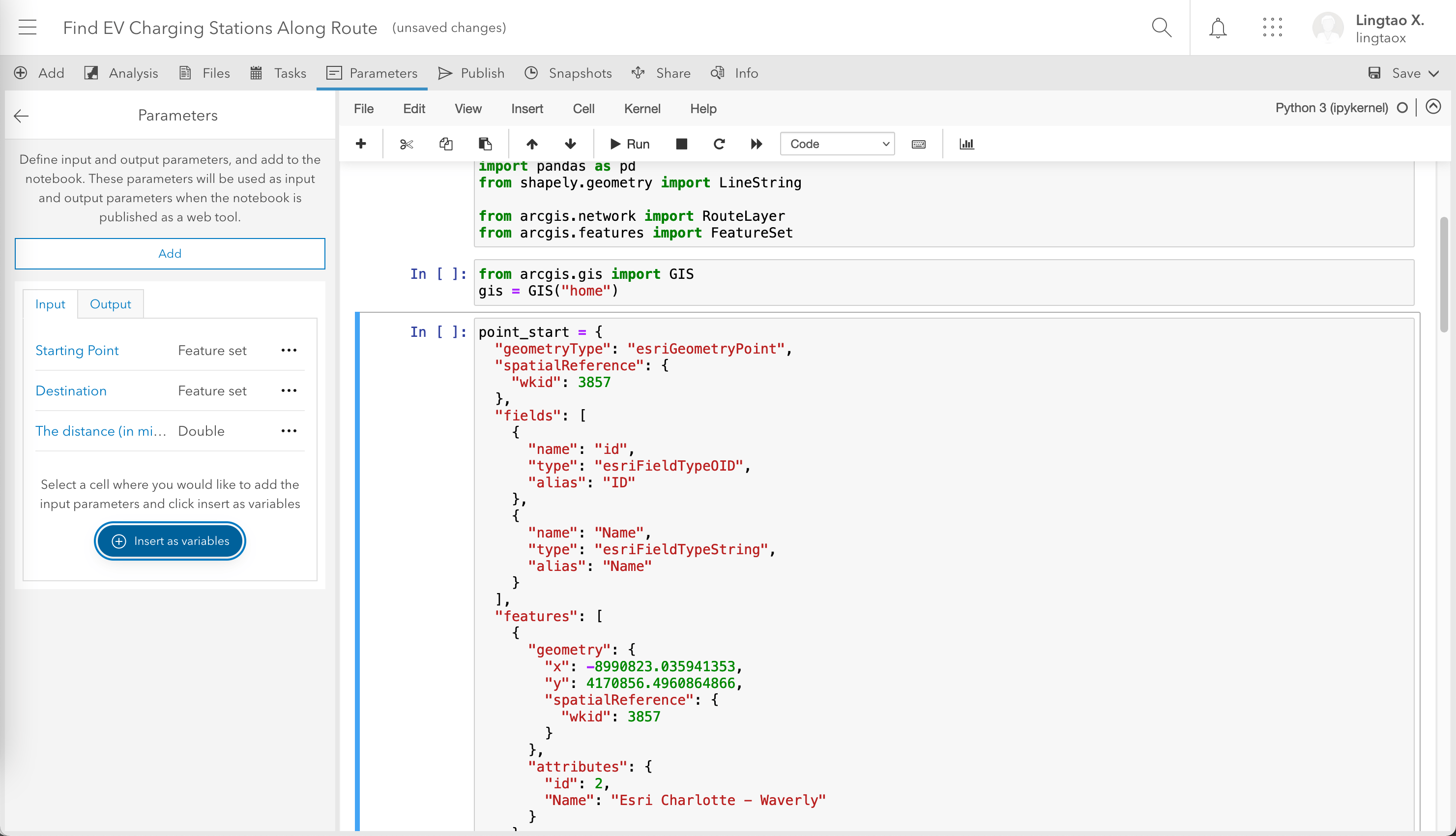 Web tool input parameters