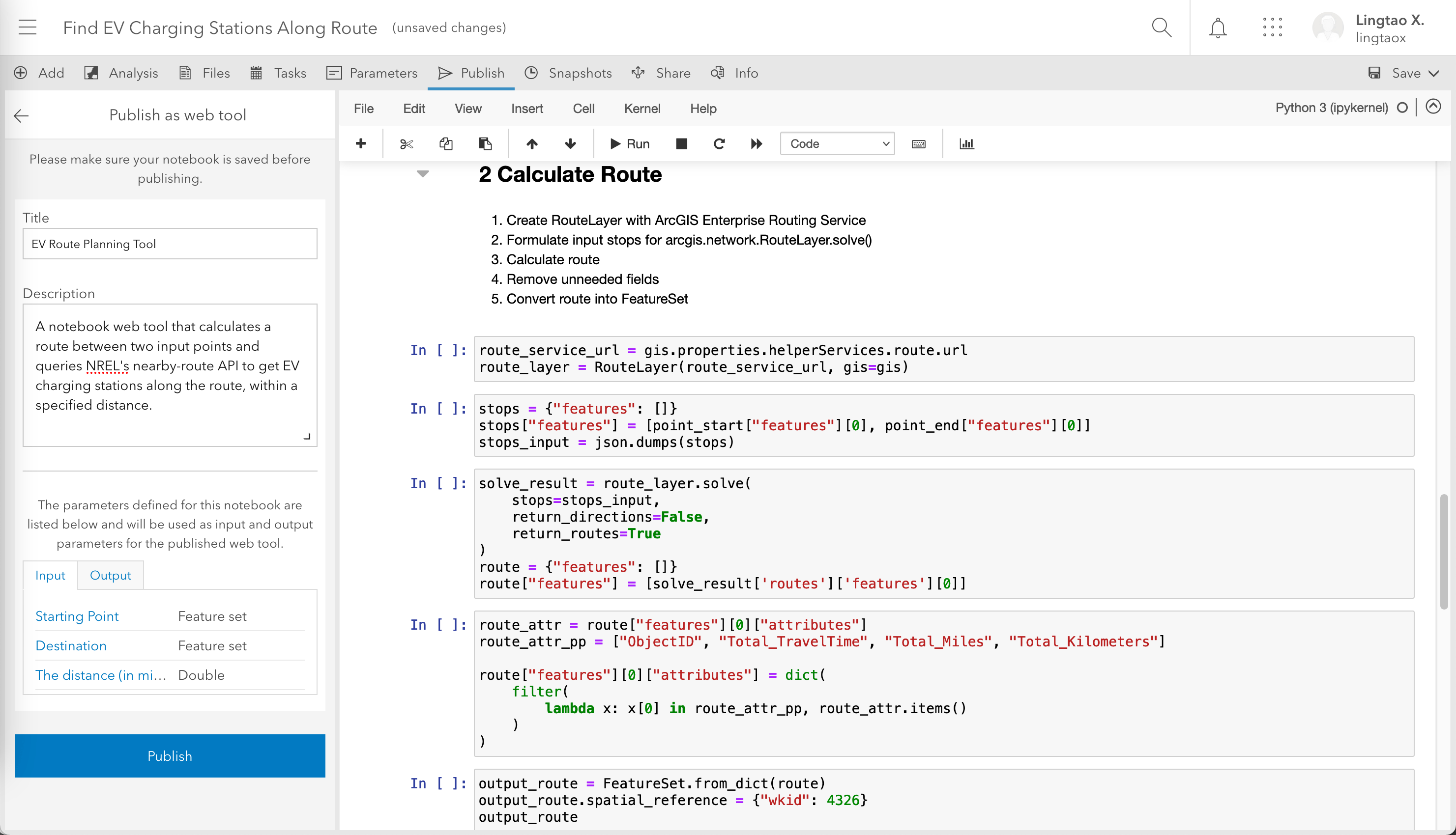 Publish a web tool to locate charging stations