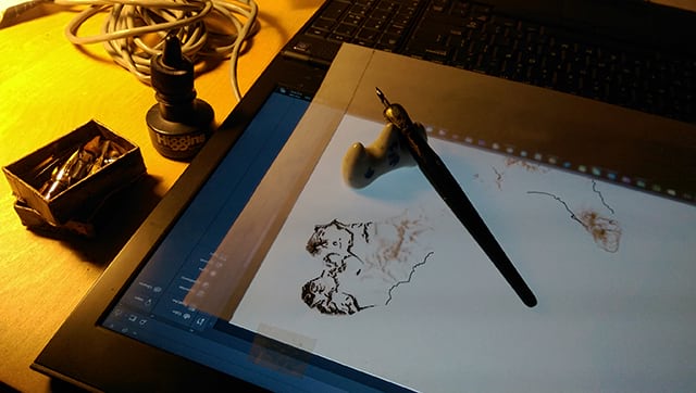 tracing a hillshade from a laptop screen tracing a hillshade from a laptop screen