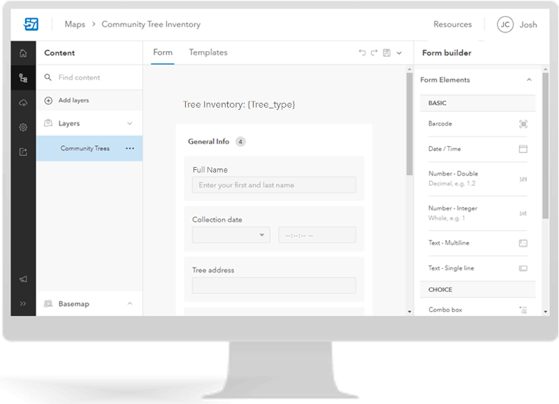 Form builder in the Field Maps web app