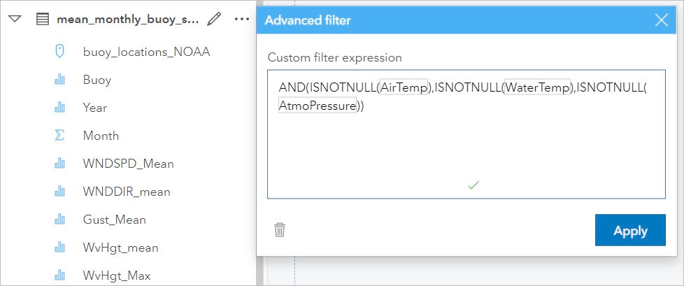 Advanced filter dialogue with xustom filter expression