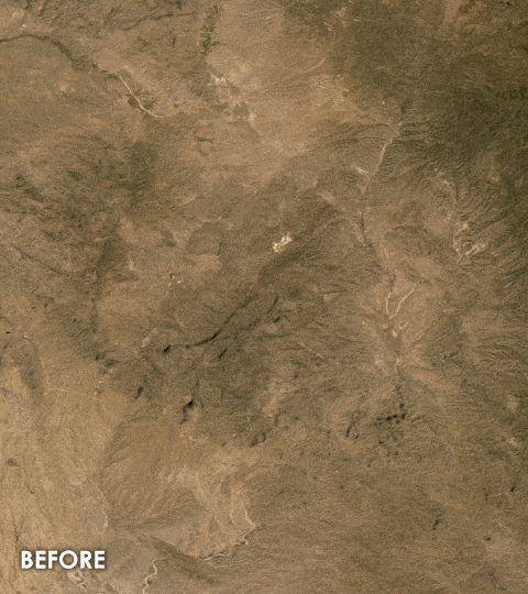 Imagery compared to imagery with hillshade blending.
