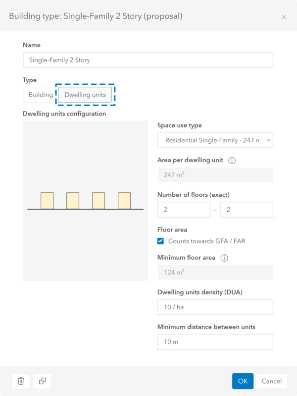 Example of a dwelling unit building type dialog.