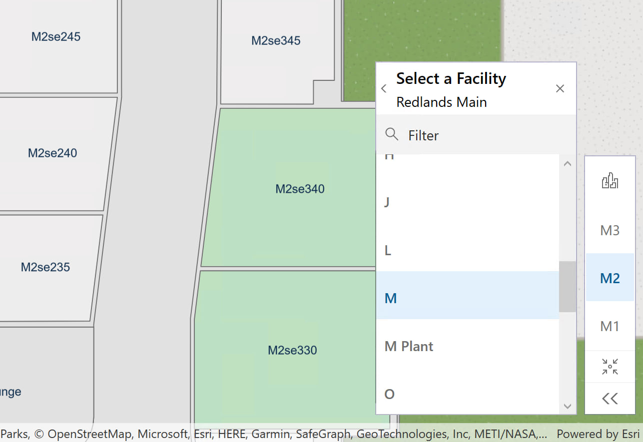 Floor Filter component from the toolkit for the ArcGIS Runtime Toolkit for .NET