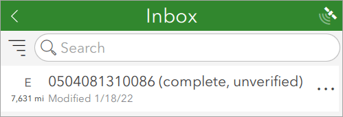 Screenshot of inbox that shows one record