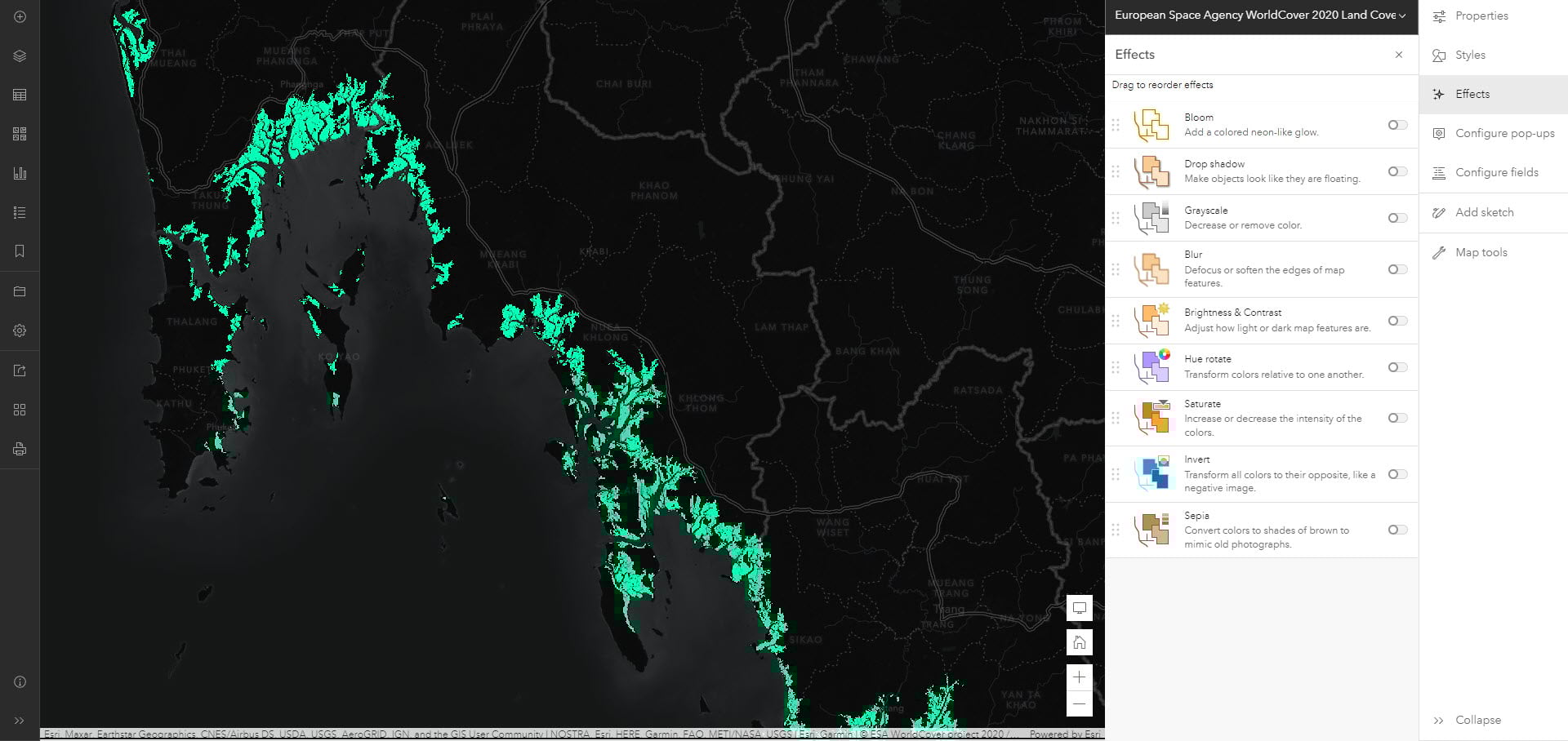 Zoomed in map of Thailand and the mangroves. Zoomed in map of Thailand and the mangroves.