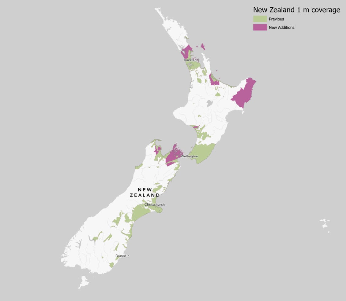 New Zealand's LINZ 1 meter coverage