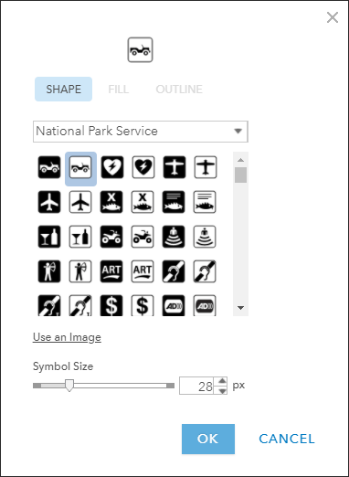 National Park Service symbol set in ArcGIS Online.