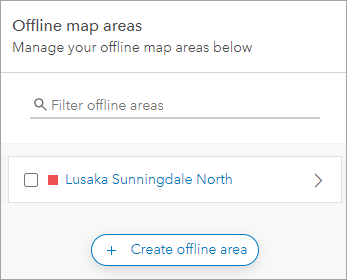 Screenshot of ArcGIS Online settinsg showing available offline area for the webmap