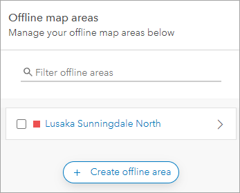Screenshot of ArcGIS Online settinsg showing available offline area for the webmap Screenshot of ArcGIS Online settinsg showing available offline area for the webmap
