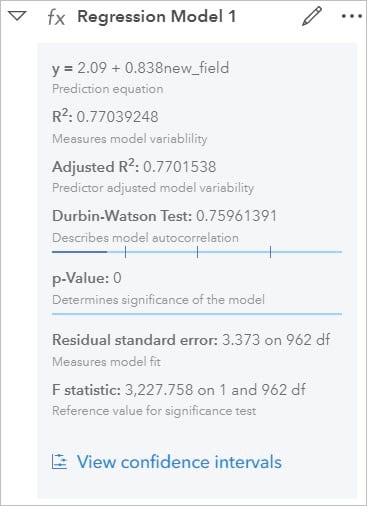 Regression model 1 details