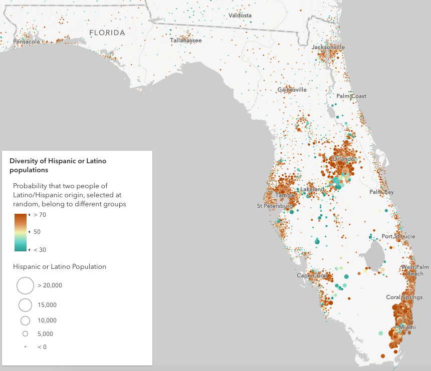 Diversity of specific Hispanic/Latino groups in Florida.