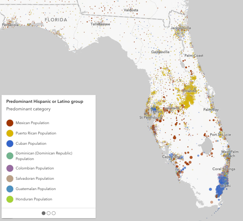 Predominant group among Hispanic/Latino populations in Florida.