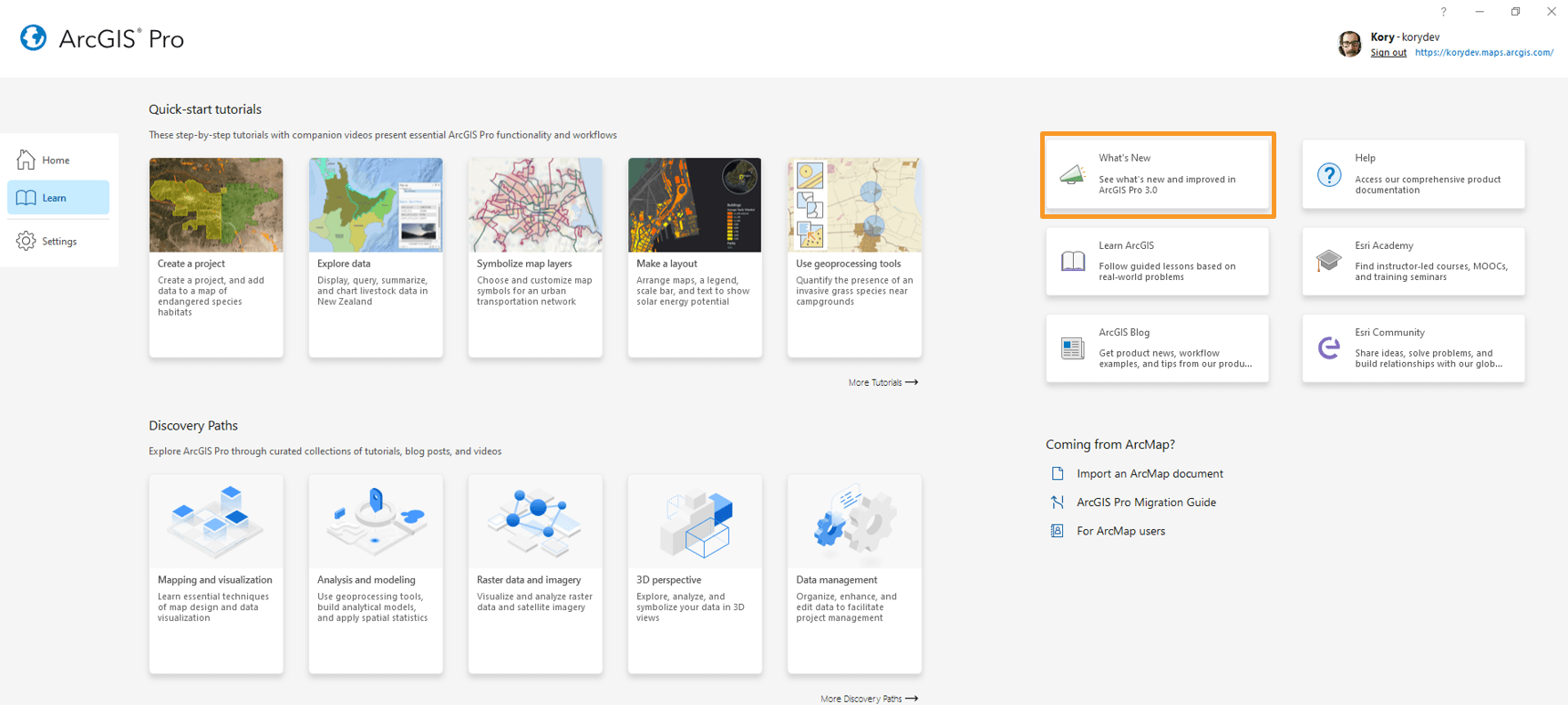 ArcGIS Pro 3.0 dedicated learn page