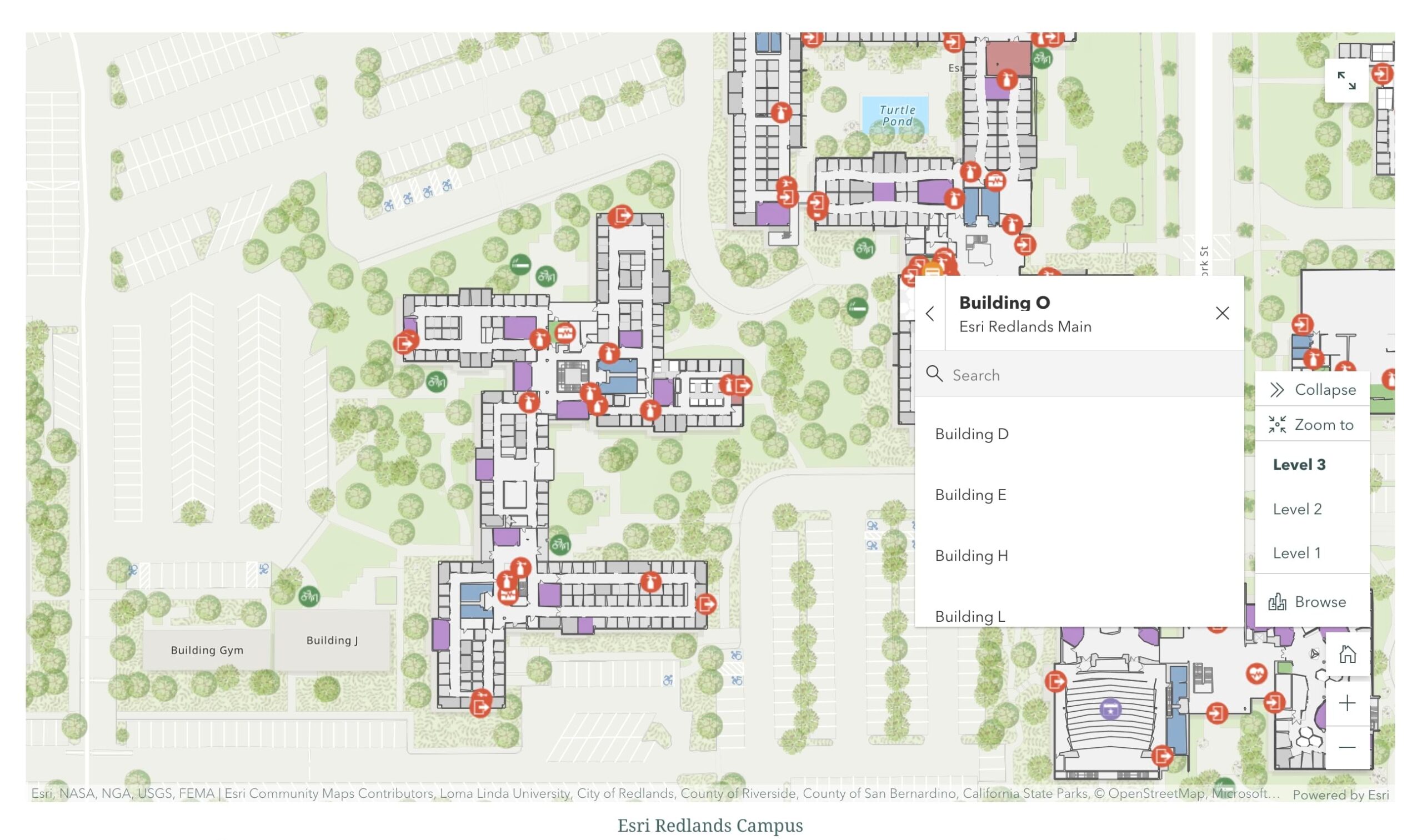 Campus map showing floor filter widget Campus map showing floor filter widget