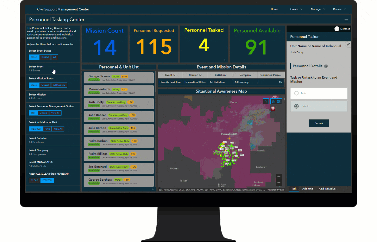 Civil Support Personnel Tasking Center app