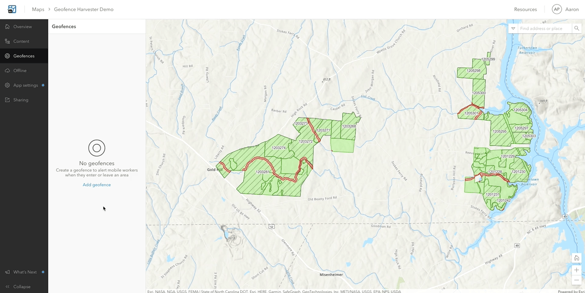 Harvester Geofence Demo