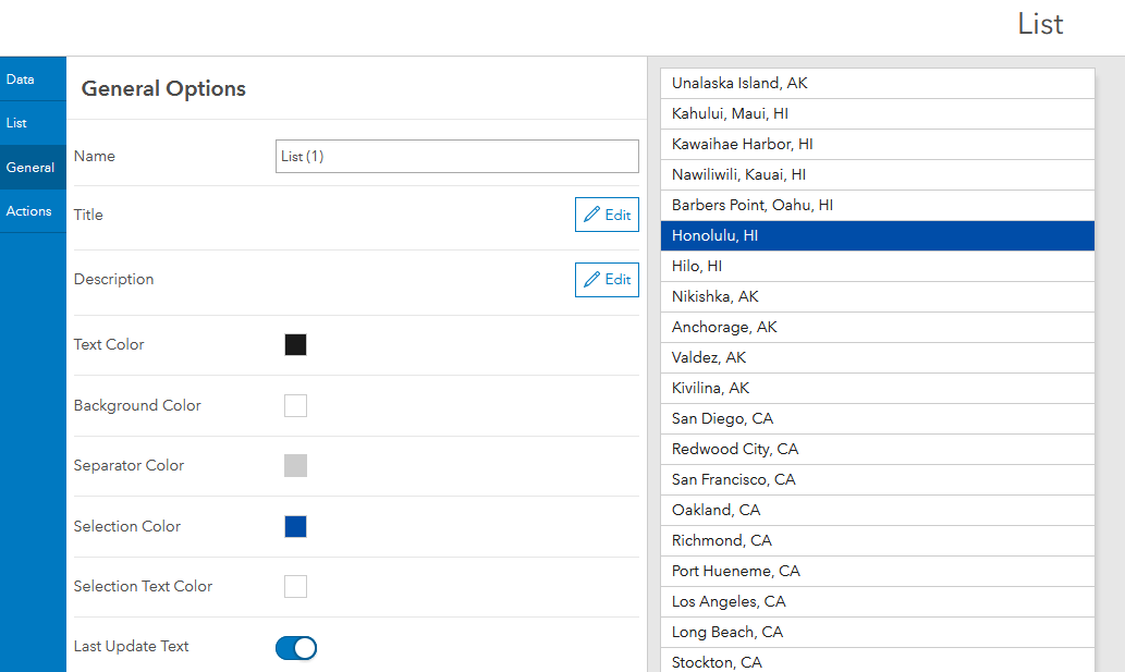 List item selection List item selection