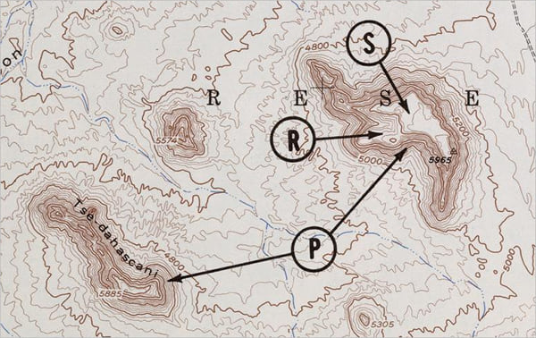 Topographic map of Monument Valley Topographic map of Monument Valley