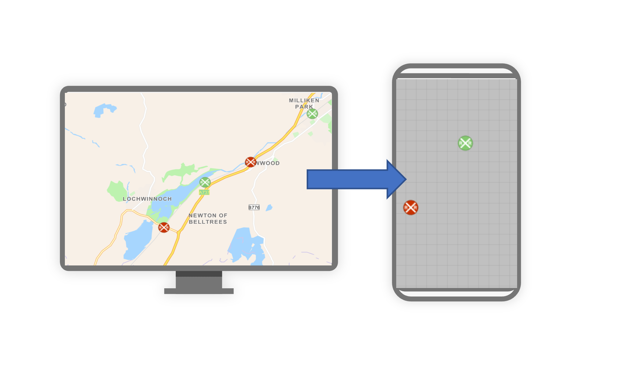 Online map with basemap taken offline to device with no basemap
